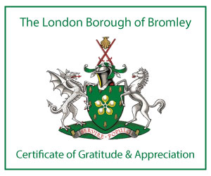 London Borough of Bromely Certificate of Gratitude for Nursing Care